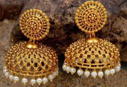 Small pearl clearance jhumkas gold